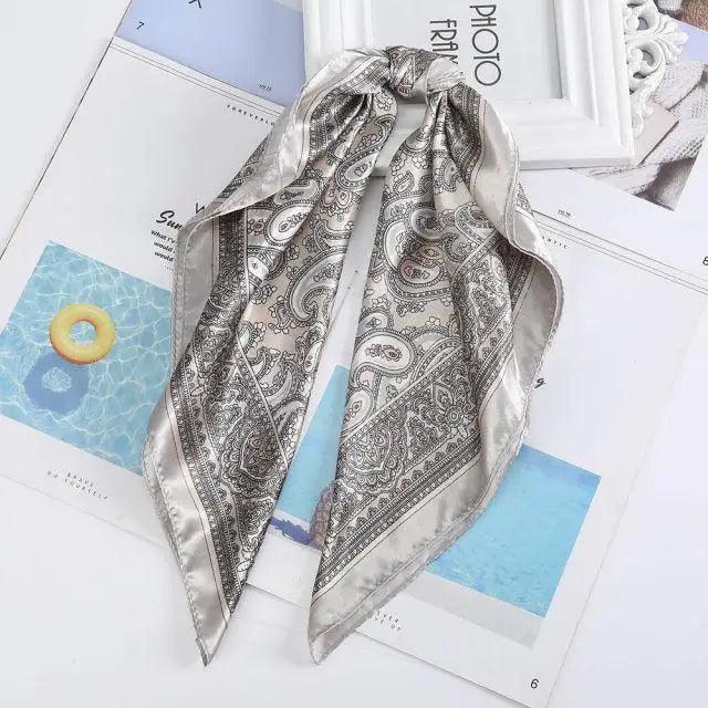 Versatile 60x60cm Silk Scarf - Chic Hair & Neck Accessory for Women - Korvel