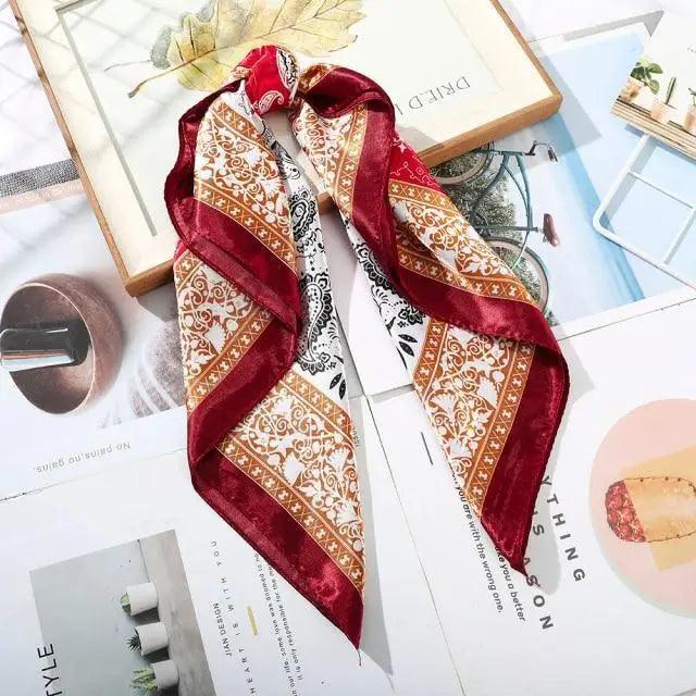 Versatile 60x60cm Silk Scarf - Chic Hair & Neck Accessory for Women - Korvel