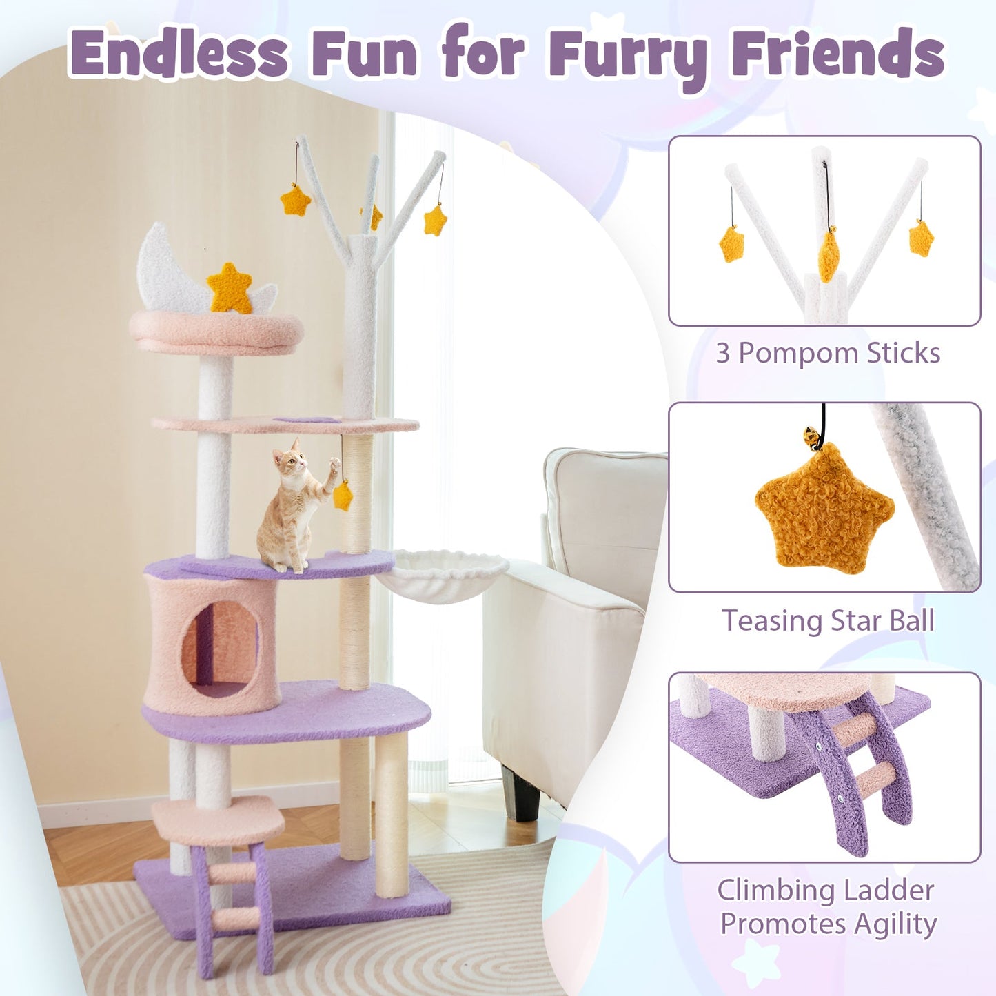 Premium Multi-level Cat Tower with Scratching Posts