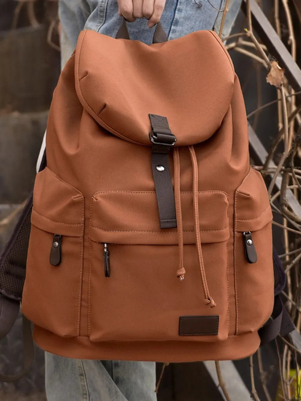 Multi Pockets Adjustable Strap Canvas Backpack Bag - Korvel