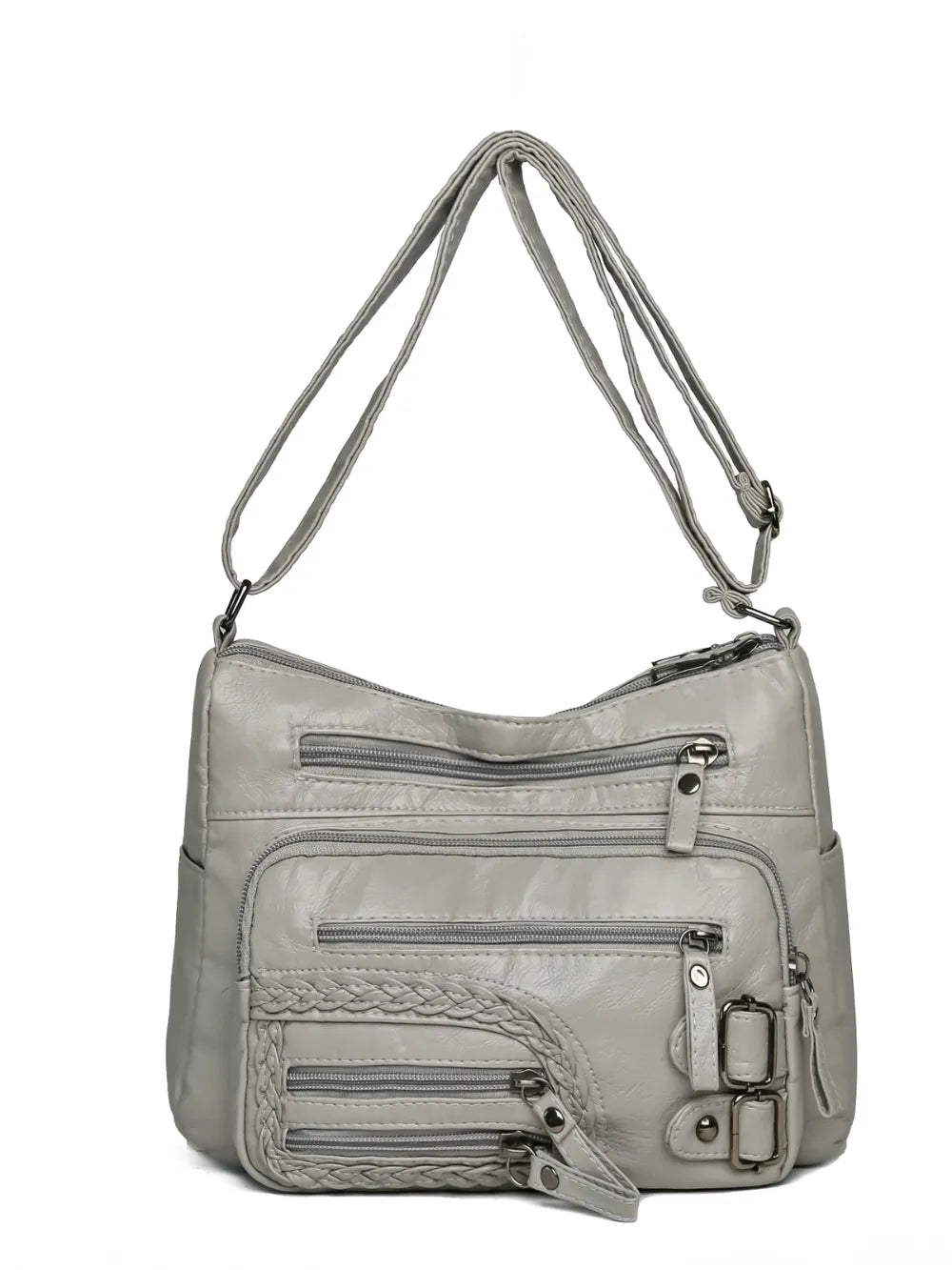 Multi Pockets PU Leather Shoulder Bag - Korvel
