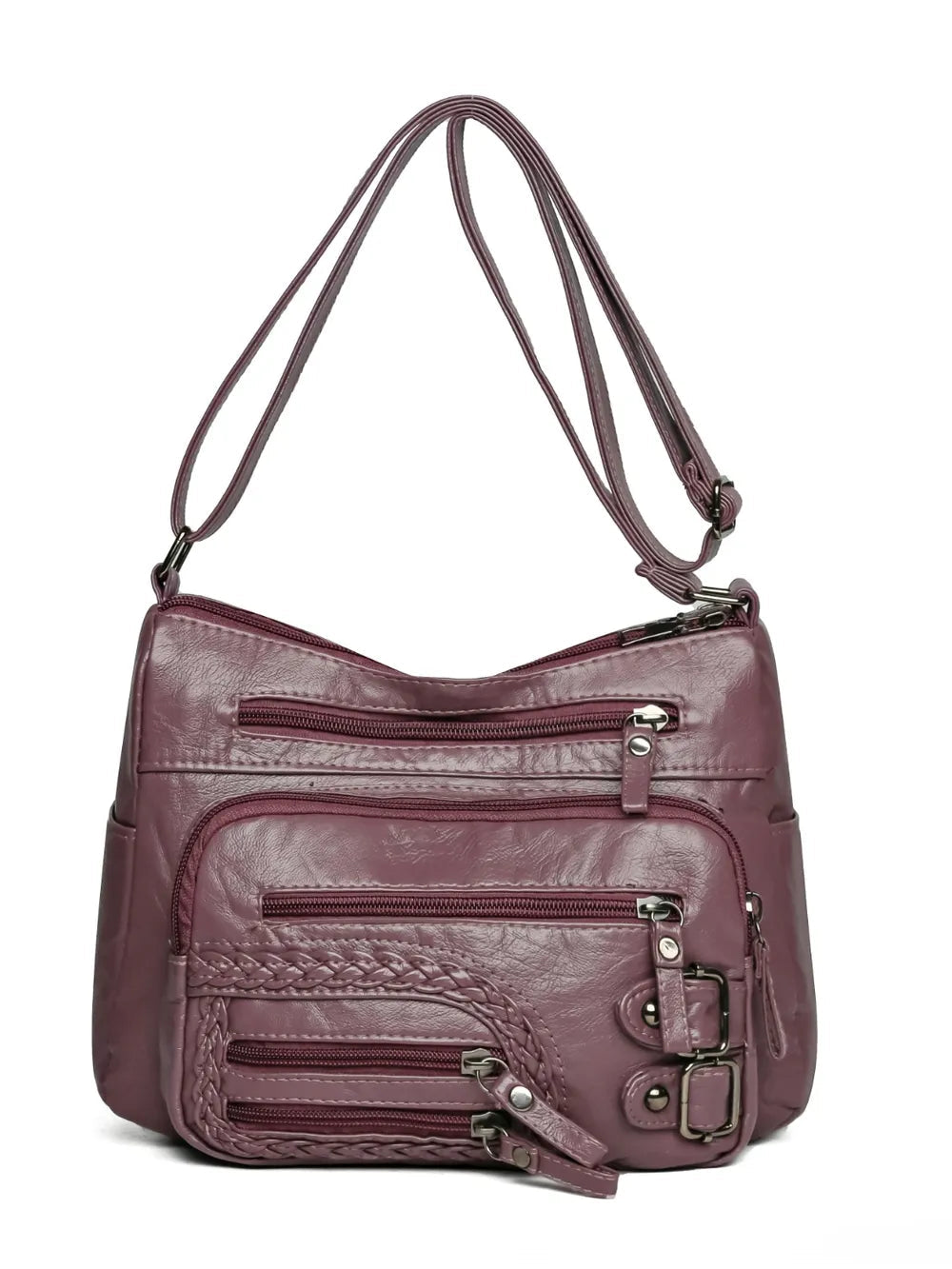 Multi Pockets PU Leather Shoulder Bag - Korvel