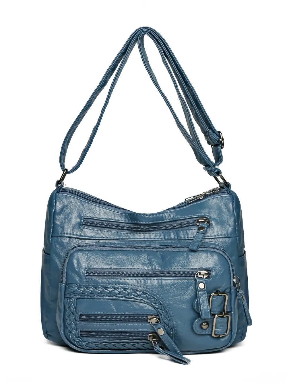 Multi Pockets PU Leather Shoulder Bag - Korvel
