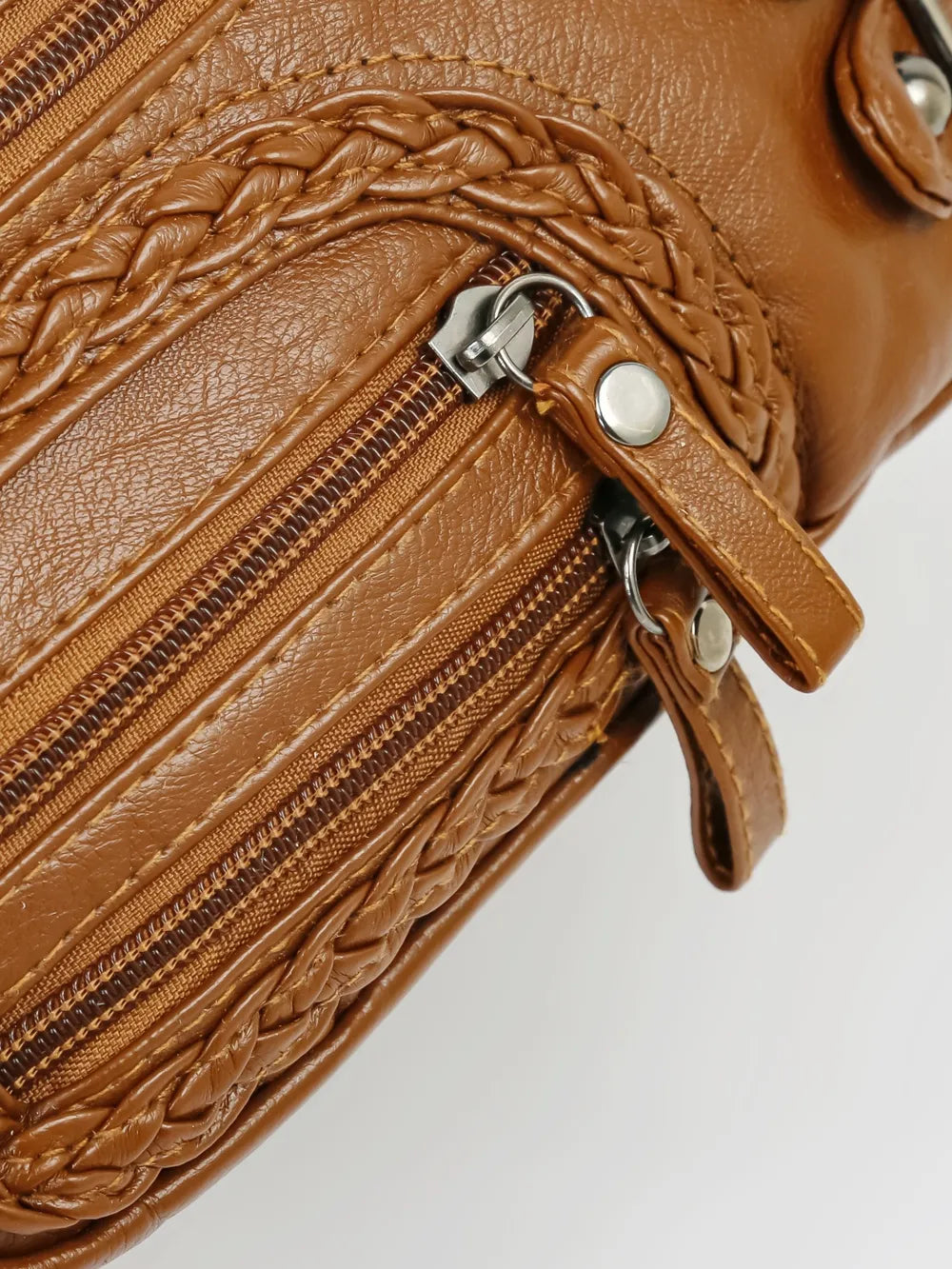 Multi Pockets PU Leather Shoulder Bag - Korvel