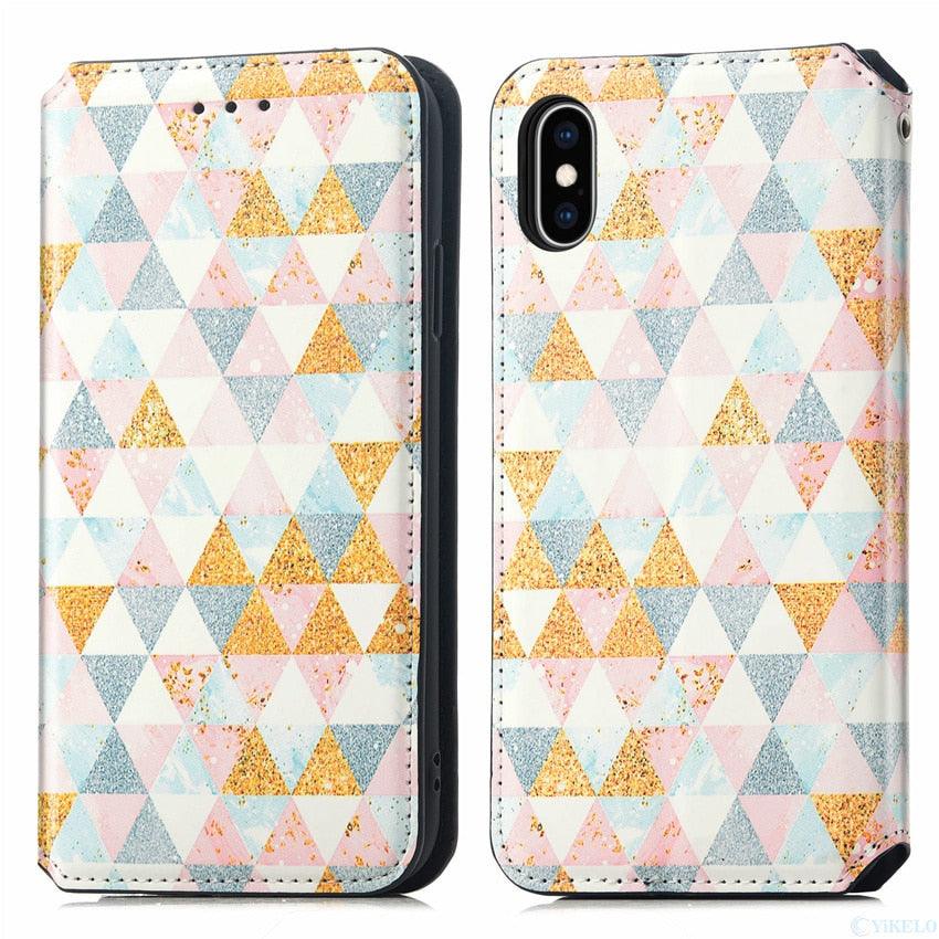 Premium Multicolored Flip Wallet Case for iPhone