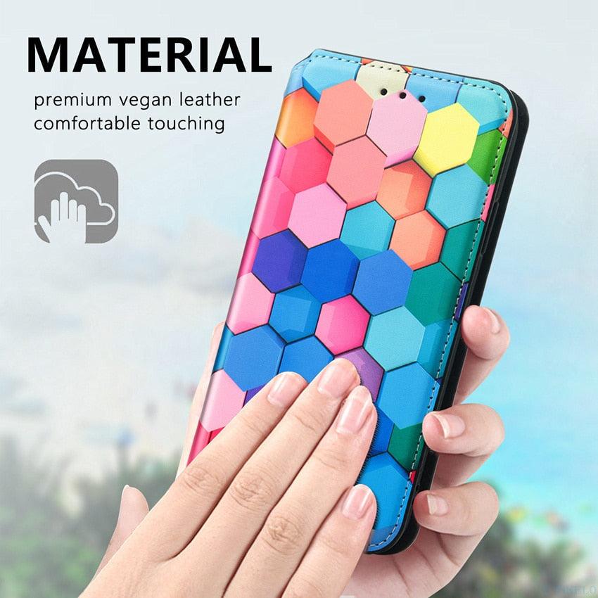 Premium Multicolored Flip Wallet Case for iPhone
