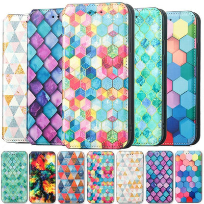 Coque portefeuille flip multicolore premium pour iPhone
