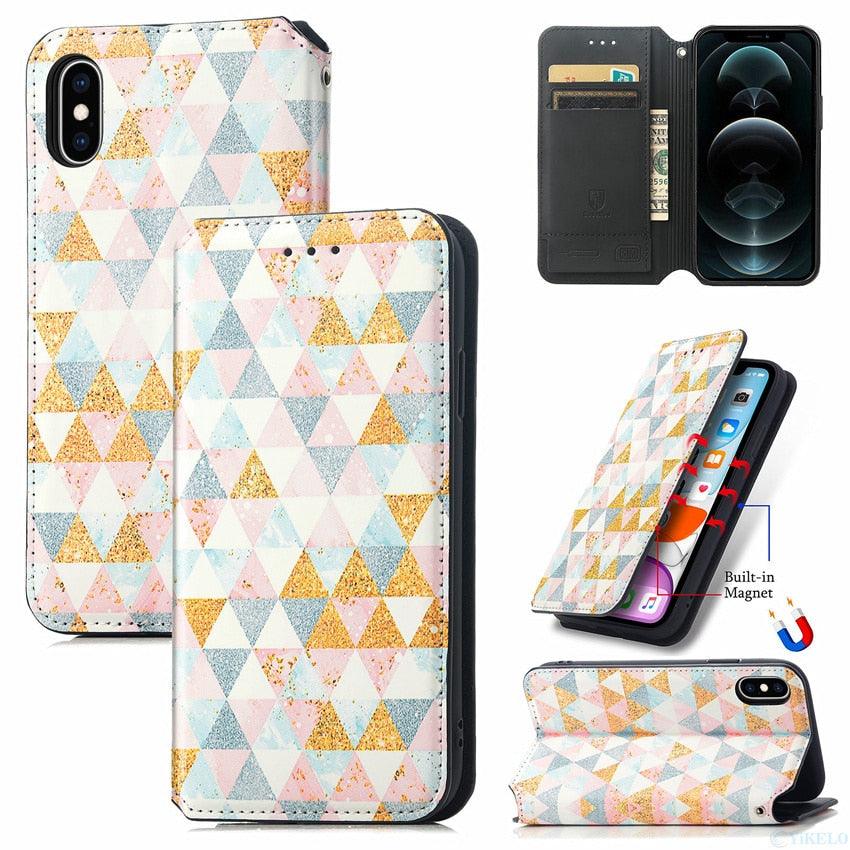 Premium Multicolored Flip Wallet Case for iPhone