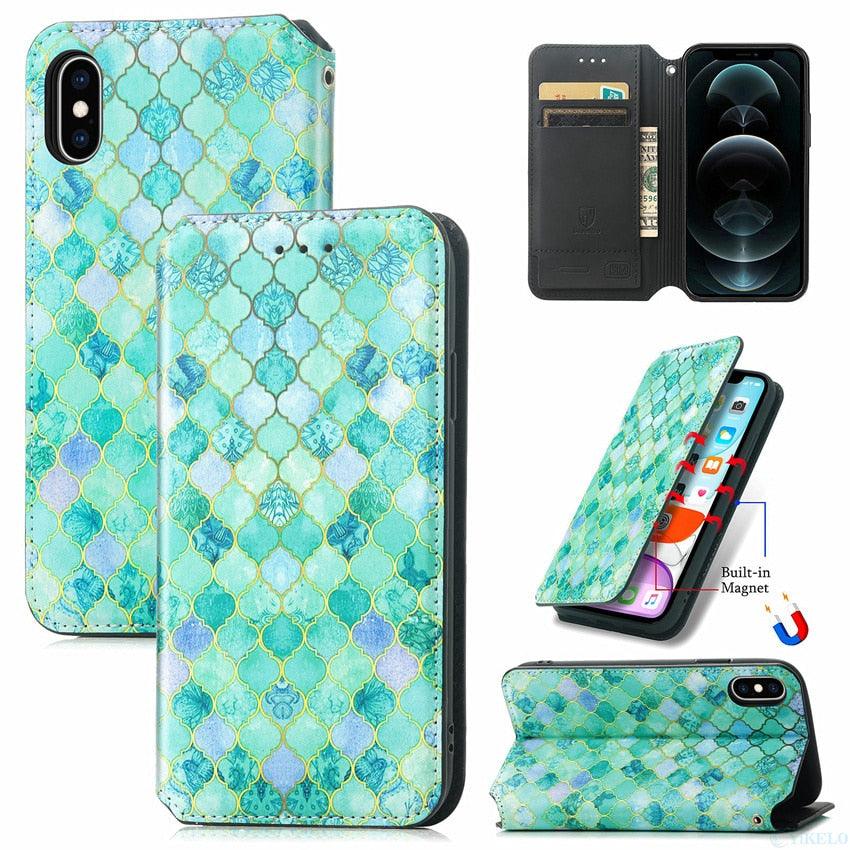 Premium Multicolored Flip Wallet Case for iPhone