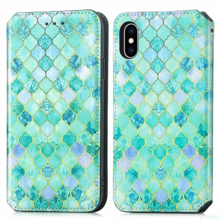 Premium Multicolored Flip Wallet Case for iPhone
