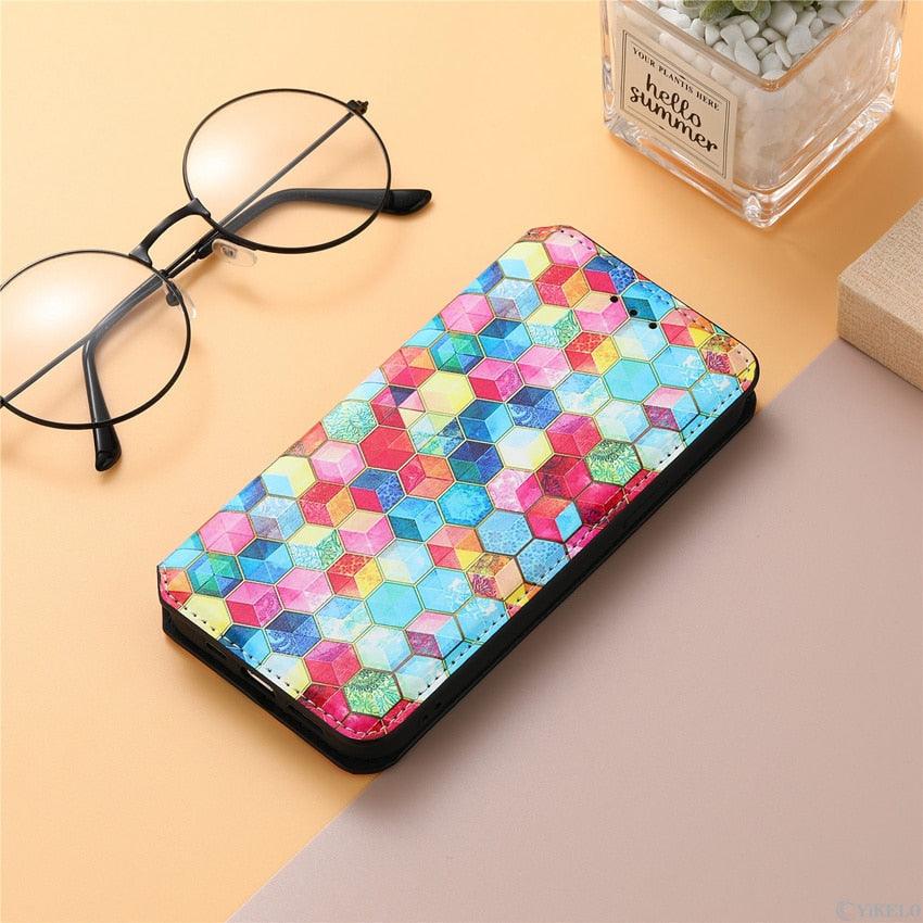 Premium Multicolored Flip Wallet Case for iPhone