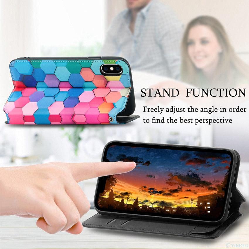 Premium Multicolored Flip Wallet Case for iPhone