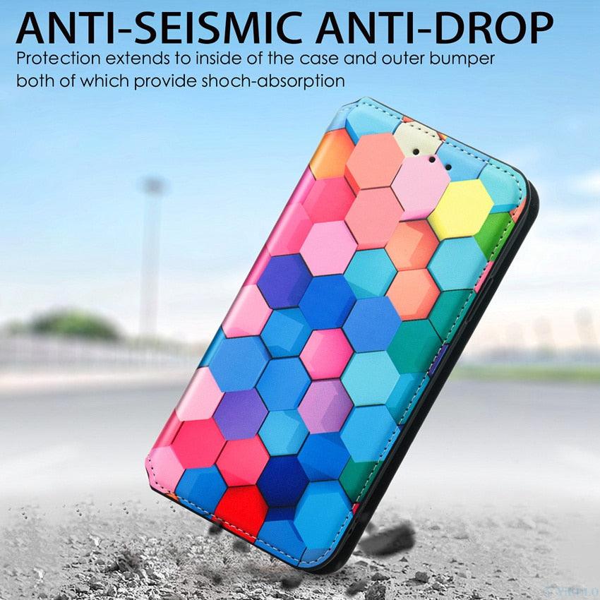 Premium Multicolored Flip Wallet Case for iPhone