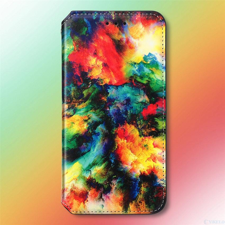 Premium Multicolored Flip Wallet Case for iPhone