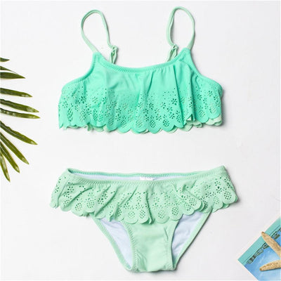 Multicolored Floral Girls Two Piece Bikini Swimsuit
