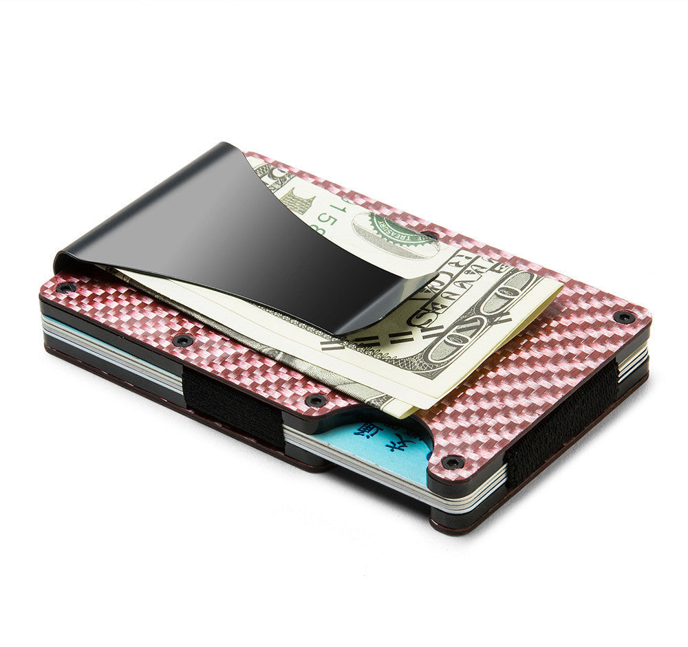 Multifunctional Carbon Fiber Card Holder Metal Card Box Anti-Degaussing Anti-Theft Swipe Credit Card Box Stripe Pattern - Korvel