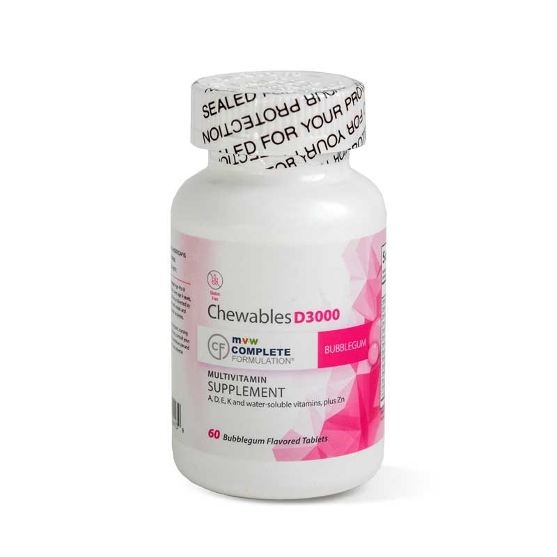 Comprimés à mâcher MVW Formulation Complète D3000 - Saveur de Chewing-gum