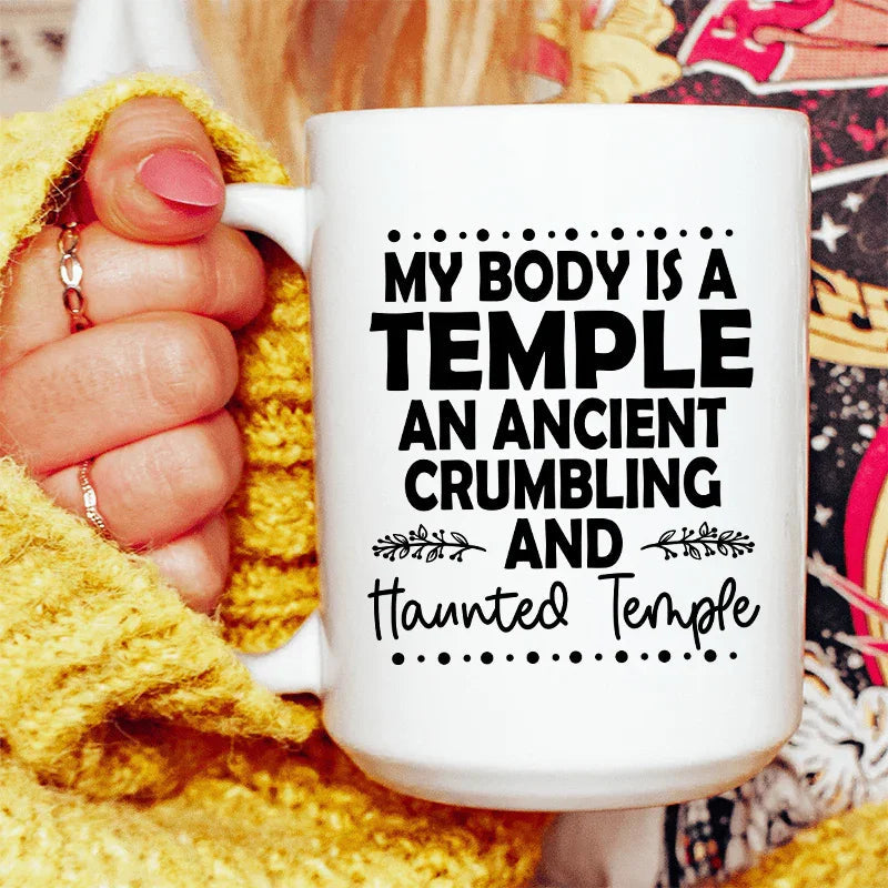 Taza de cerámica "Mi cuerpo es un templo" de 15 oz
