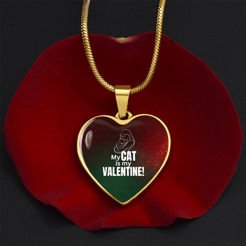 My Cat Is My Valentine Heart Pendant Necklace