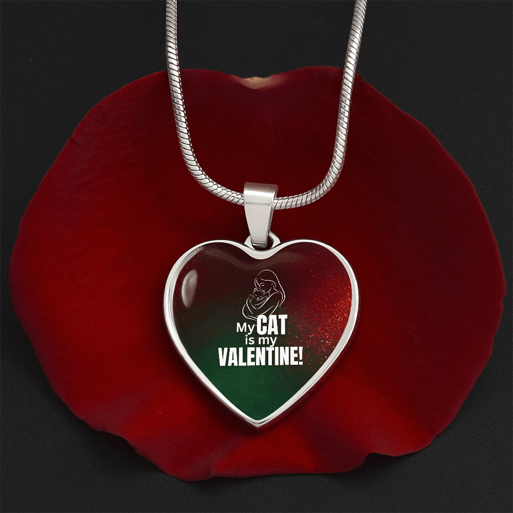 My Cat Is My Valentine Heart Pendant Necklace
