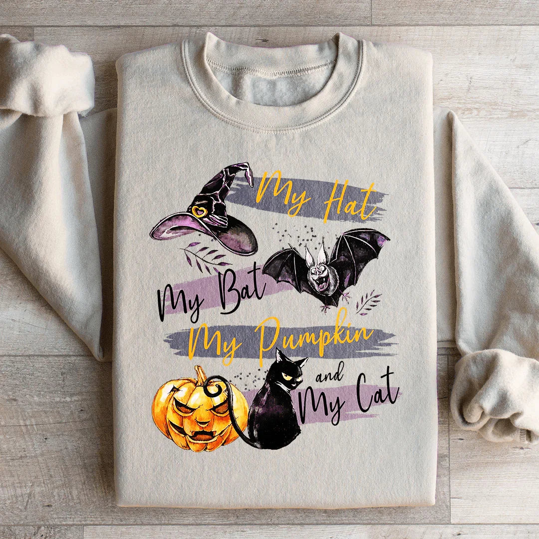 Sudadera Mi Sombrero Mi Murciélago Mi Calabaza Y Mi Gato