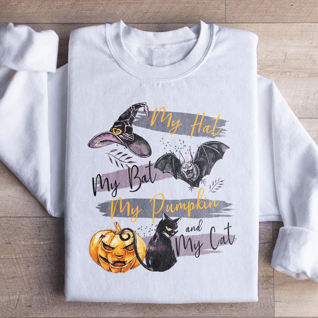 Sudadera Mi Sombrero Mi Murciélago Mi Calabaza Y Mi Gato