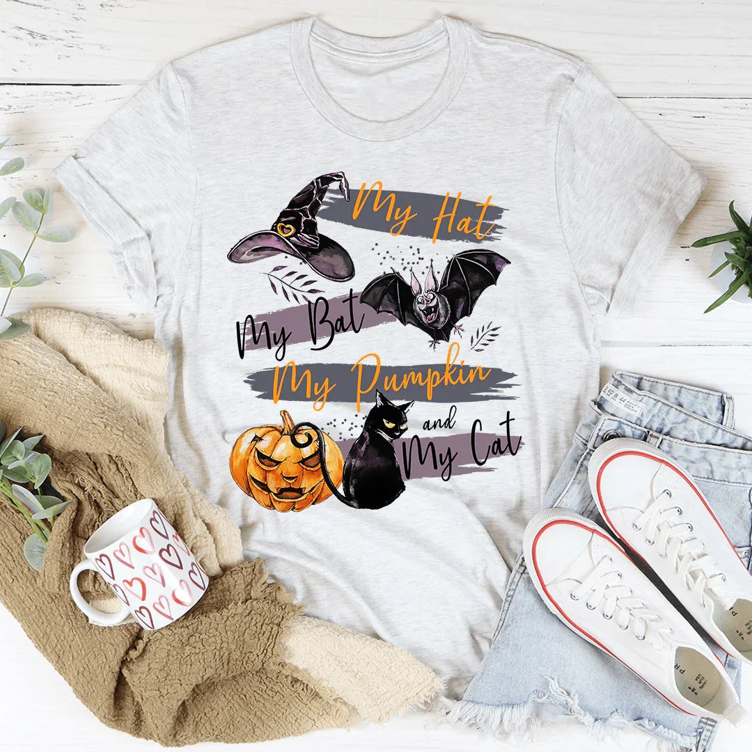 My Hat My Bat My Pumpkin And My Cat Tee - Korvel