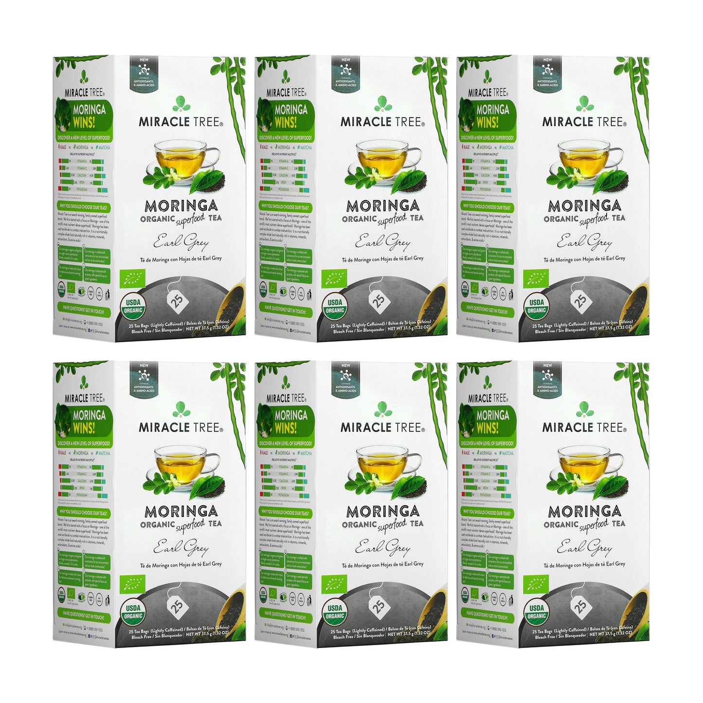 Organic Moringa Earl Grey Tea - 25 Wrapped Bags