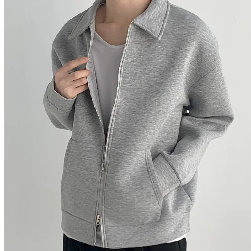 Flip Collar Zipper Coat - Classic Men's Cardigan