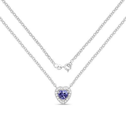 0.55 Carat Genuine Tanzanite & White Topaz Necklace in Sterling Silver
