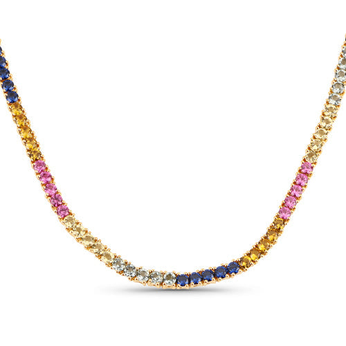 Collier multi-saphirs créé de 11,65 carats en argent sterling