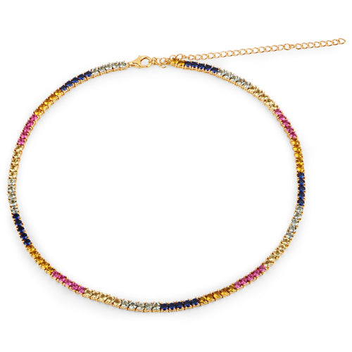 Collier multi-saphirs créé de 11,65 carats en argent sterling