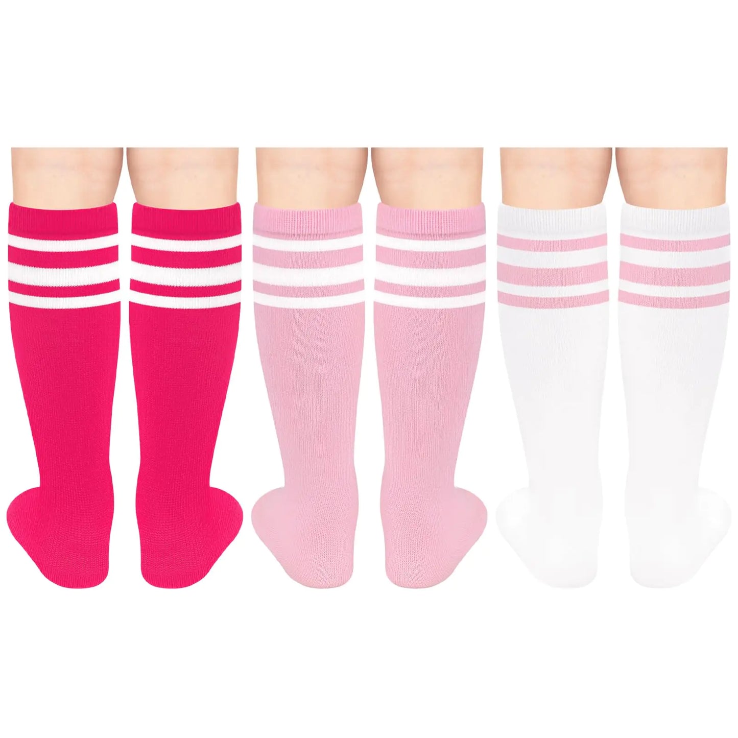 Toddler Athletic Socks - 3 Pack in Pink/White Variants