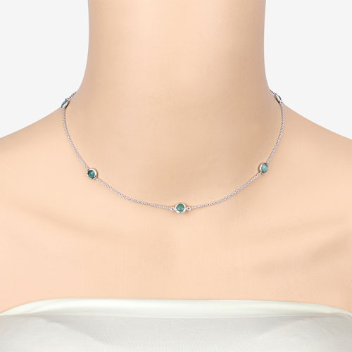 Collier en argent sterling .925 avec émeraude véritable de 1,89 carat