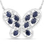 2.16 Carat Genuine Blue Sapphire & White Zircon Necklace