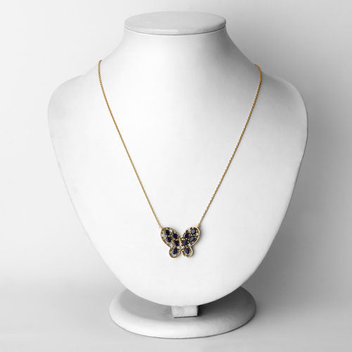 Collar de Zafiro Azul de 2.16 Quilates y Circonita Blanca en Plata de Ley
