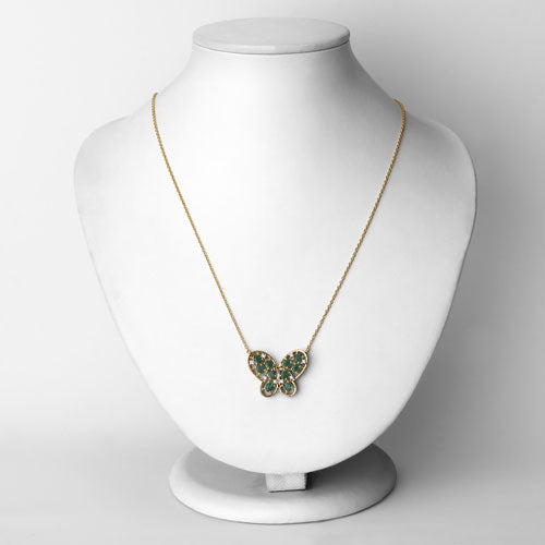 1.56 Carat Genuine Emerald and White Zircon Necklace