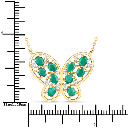 1.56 Carat Genuine Emerald and White Zircon Necklace