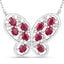 Collier en Rubis et Zircon Blanc de 2,36 Carats en Argent Sterling