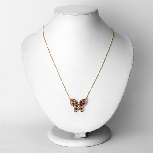 Collier en rubis véritable de 2,36 carats et zircon blanc en argent sterling