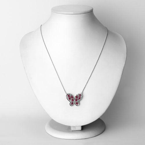 Collier en Rubis et Zircon Blanc de 2,36 Carats en Argent Sterling