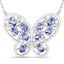 1.86 Carat Genuine Tanzanite & White Zircon Necklace in Sterling Silver