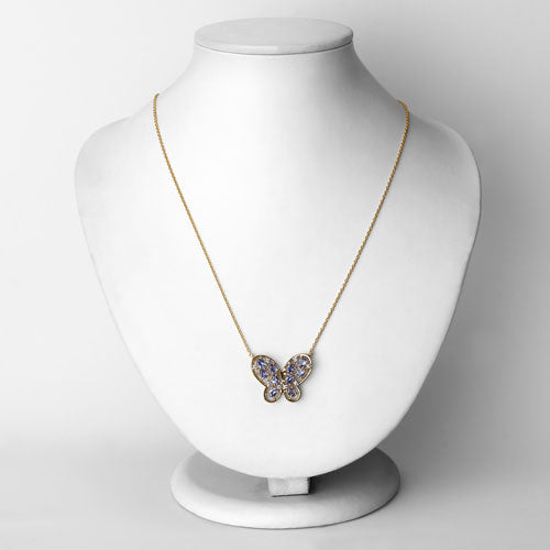 1.86 Carat Genuine Tanzanite & White Zircon Necklace in Sterling Silver