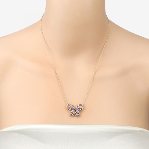 1.86 Carat Genuine Tanzanite & White Zircon Necklace in Sterling Silver
