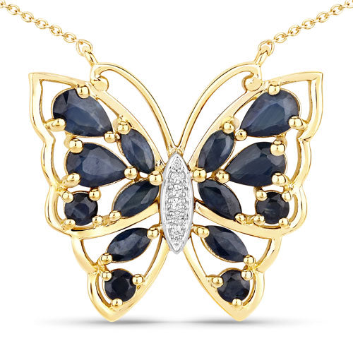Collier en saphir bleu véritable de 2,94 carats et zircon blanc