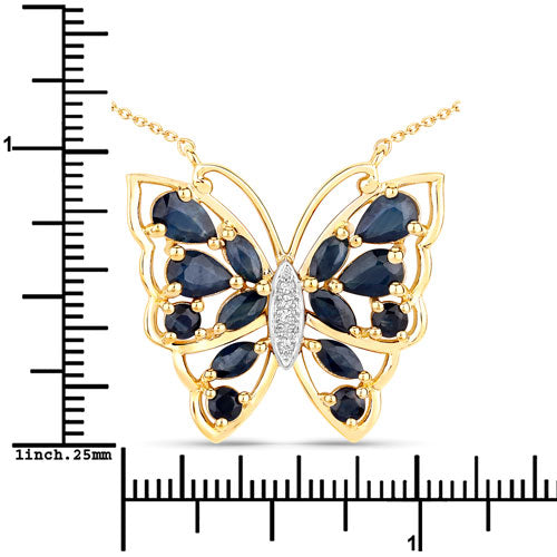 Collier en saphir bleu véritable de 2,94 carats et zircon blanc