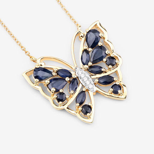 Collier en saphir bleu véritable de 2,94 carats et zircon blanc