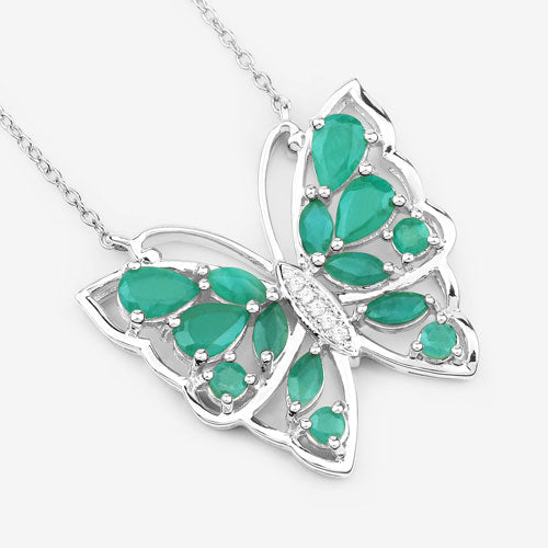 2.60 Carat Genuine Emerald and White Zircon Necklace