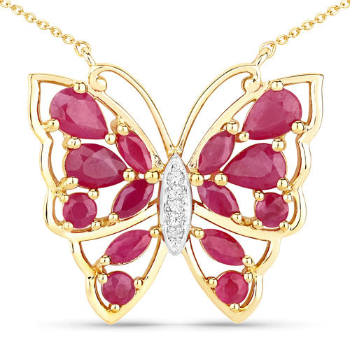 2.88 Carat Genuine Ruby and White Zircon Necklace in Sterling Silver