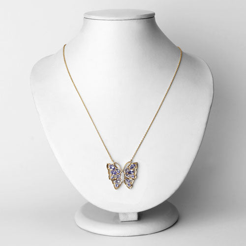 Collar de Tanzanita Genuina de 2.76 Quilates y Circonita Blanca en Plata Esterlina